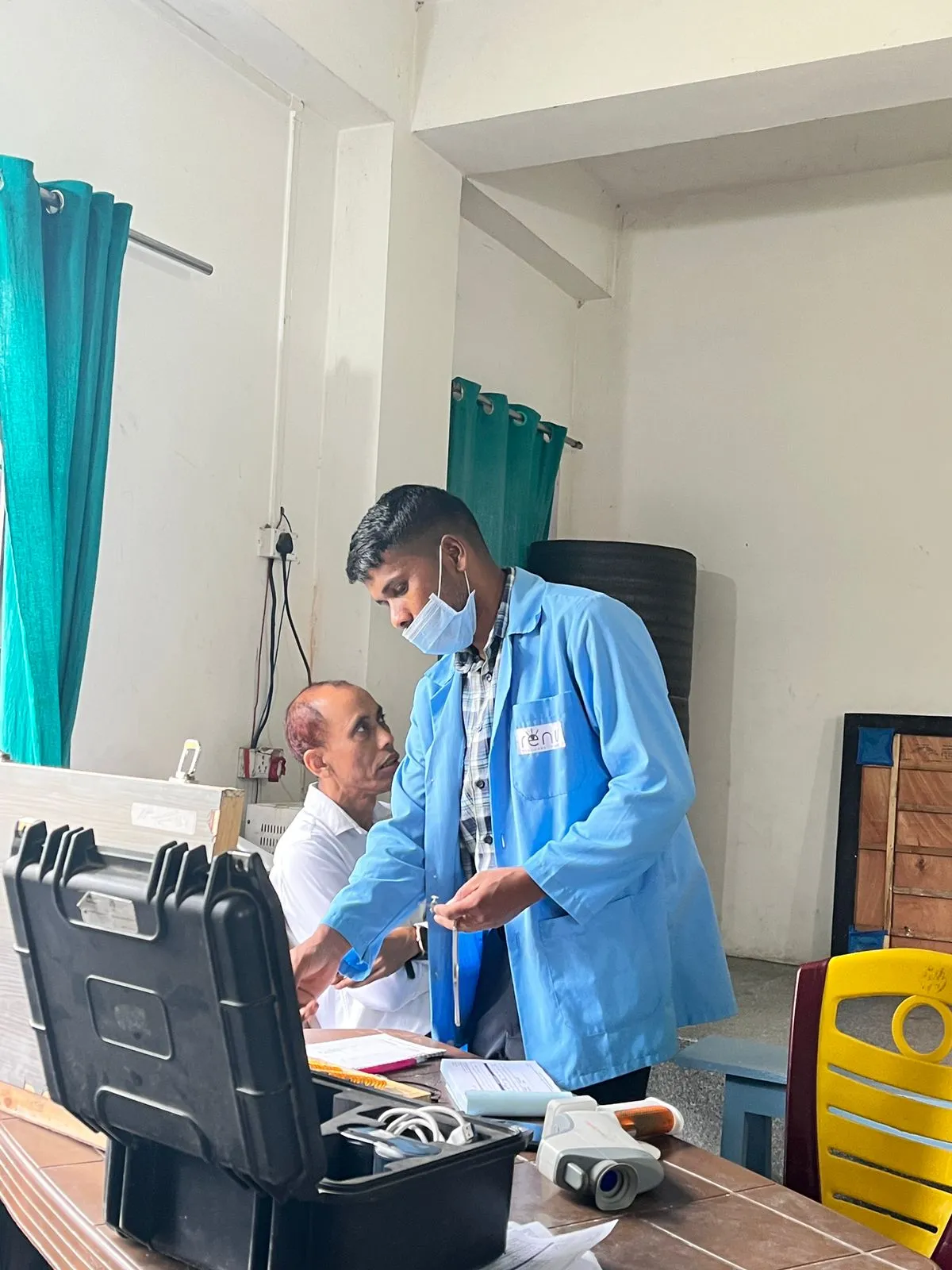 Mobile eye care unit bringing advanced testing equipment to remote villages.